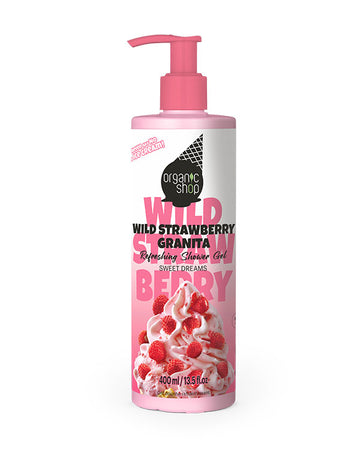 Natura Siberica Organic Shop Ice Cream Refreshing Shower Gel Wild Strawberry Granita – Αφρόλουτρο με άγρια φράουλα 400ml για φρέσκια, απαλή επιδερμίδα